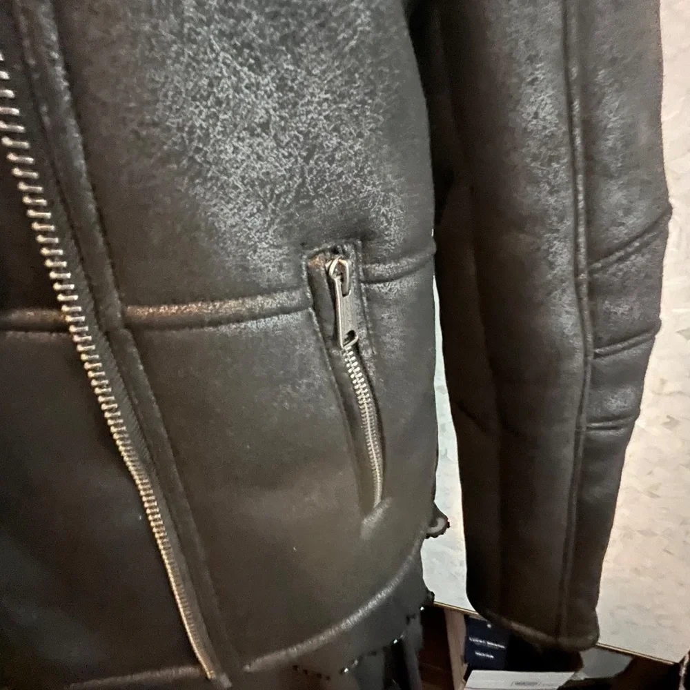 Lucky Brand Faux Fur Shearling Black Jacket - Picture 3 of 11